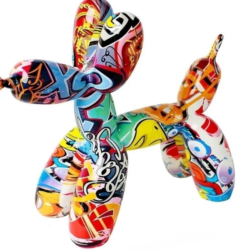 HAND PAINTED BALLOON DOG - UNIQUE ART WITH VIBRANT FLOWERS CUSTOM BOX